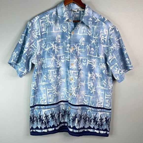 VINTAGE Y2K Men’s Blue Tropical Print Hawaiian Shirt 725 Short Sleeve Size M - Picture 11 of 11